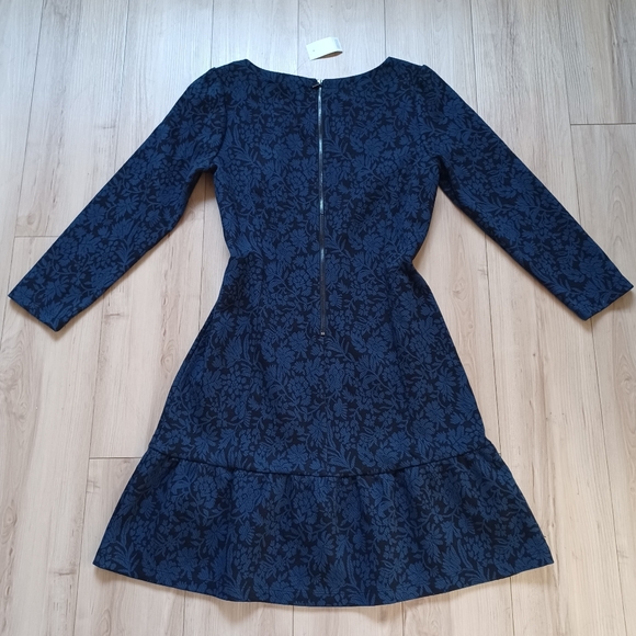 LOFT Jacquard Mini Dress Blue Black NWT - Picture 6 of 11